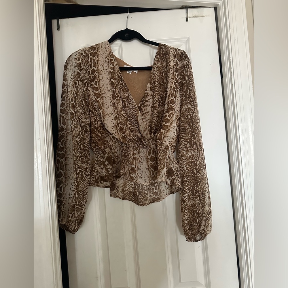Wild Honey Brown Snake Print Blouse